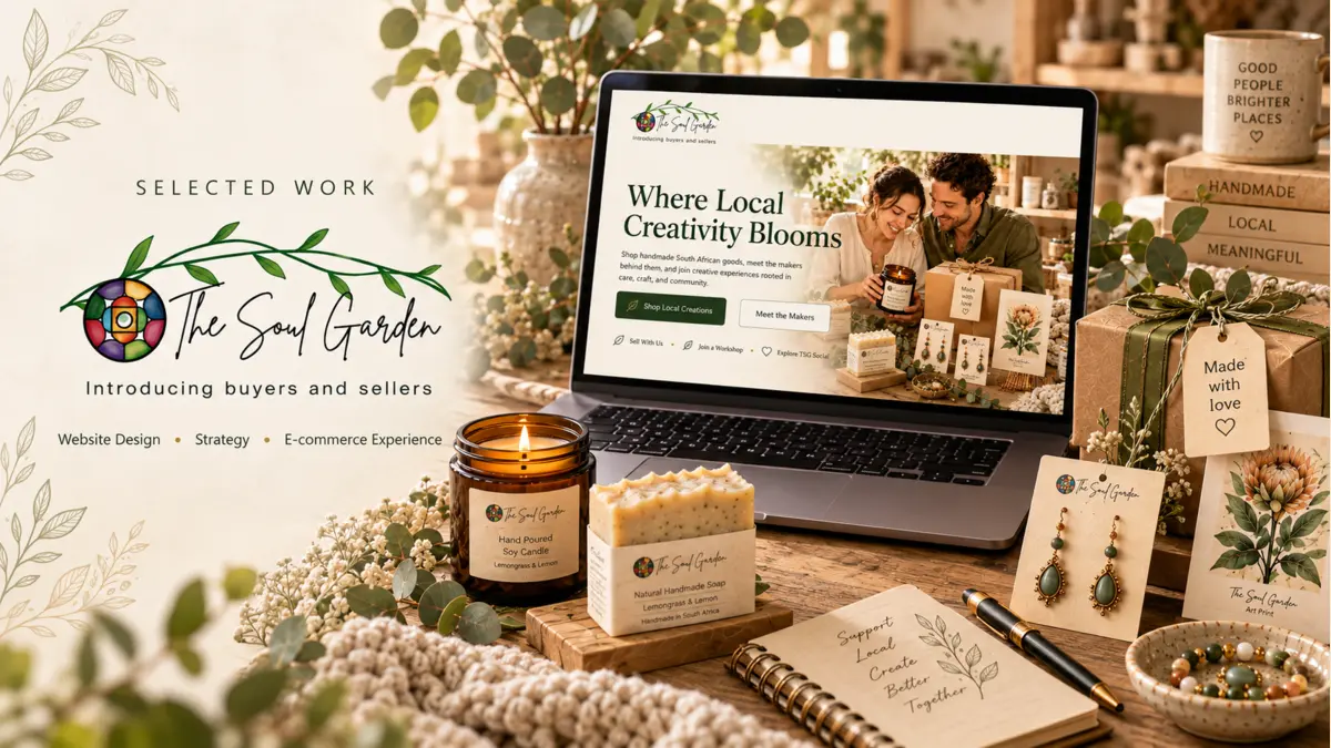 The Soul Garden homepage bringing local products, makers and workshops into one welcoming experience