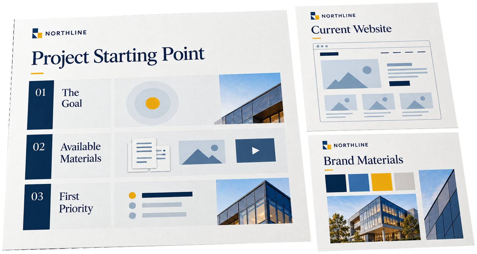 Project starting-point brief arranged with current website and brand materials.