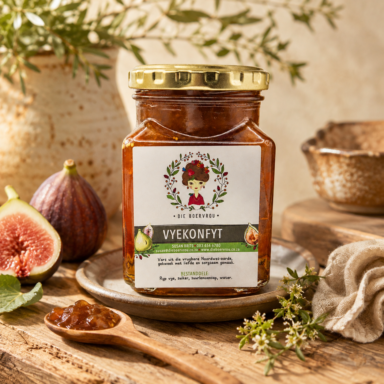Die Boervrou Vyekonfyt fig jam jar