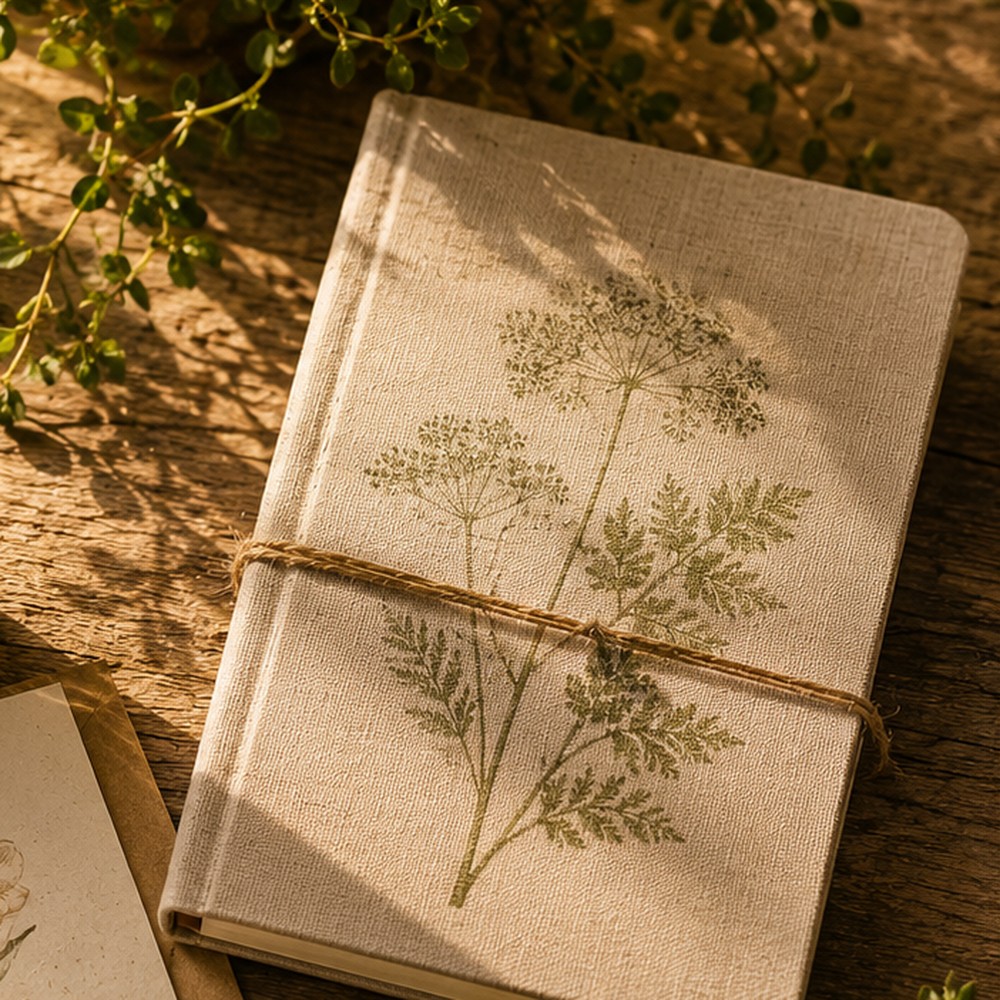 Linen botanical reflection journal